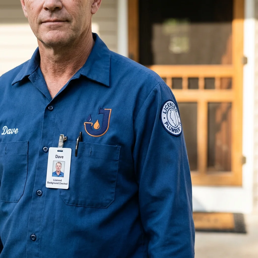 Licensed plumber showing ID badge in Montauk, NY