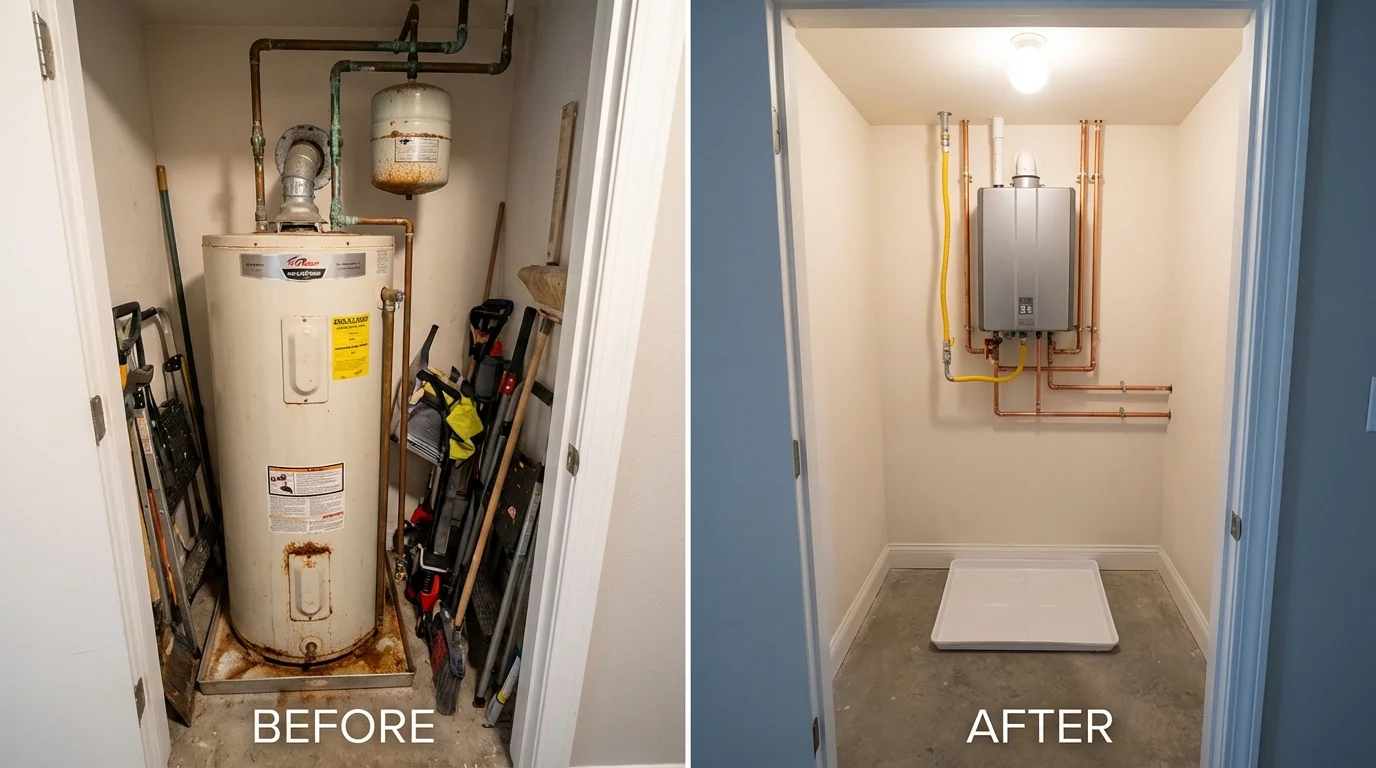 Tank water heater versus wall-mounted tankless unit comparison for Montauk, NY homeowners