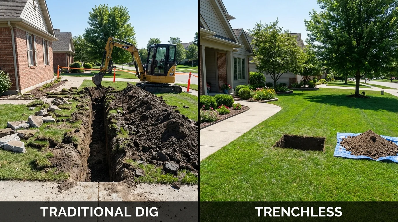 Trenchless sewer repair with minimal yard damage versus traditional excavation in Montauk, NY